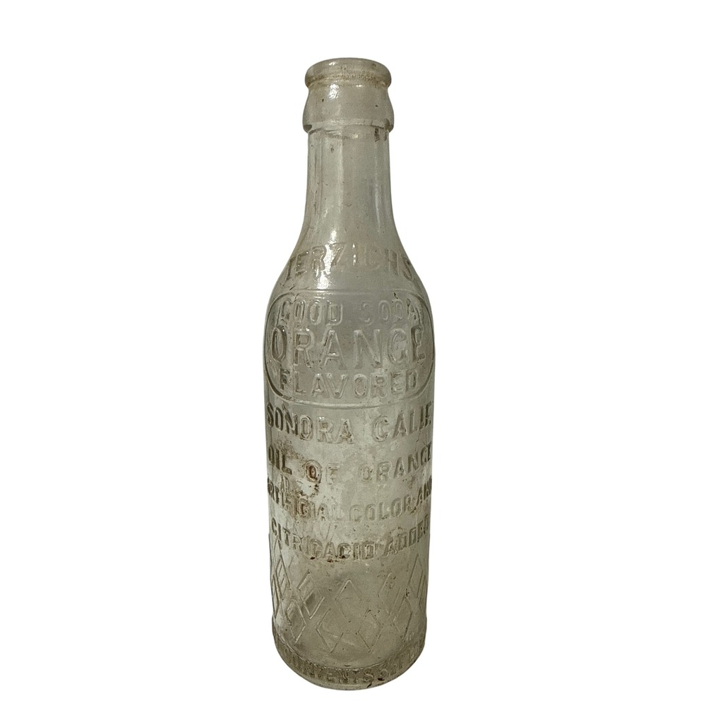 Terzichs Good Soda Bottle Sonora CA Clear Glass Orange Flavored Vintage 8oz